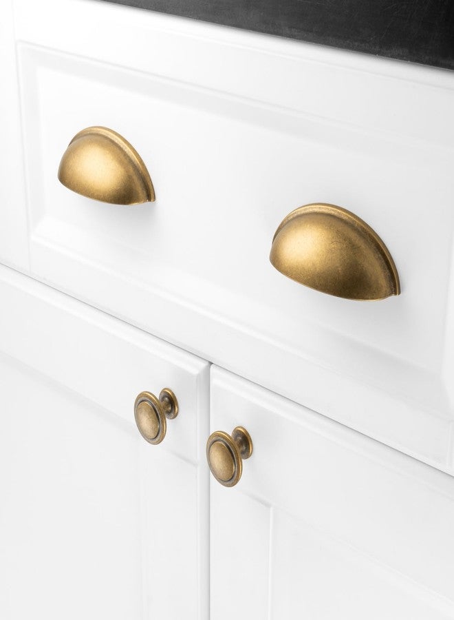 KOOFIZO Round Cabinet Knobs Antique Brass Cabinet Pulls, Dia. 1-1/4 Inch, 10 Pack Brass Drawer Knobs for Kitchen Cabinets 1960 Drawers Dresser Cupboard Bedroom Bathroom - Image 3